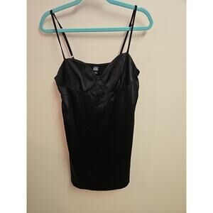 Wild Fable Black Formal Fitted Mini Satin Slip Dress Adjustable Straps SZ M